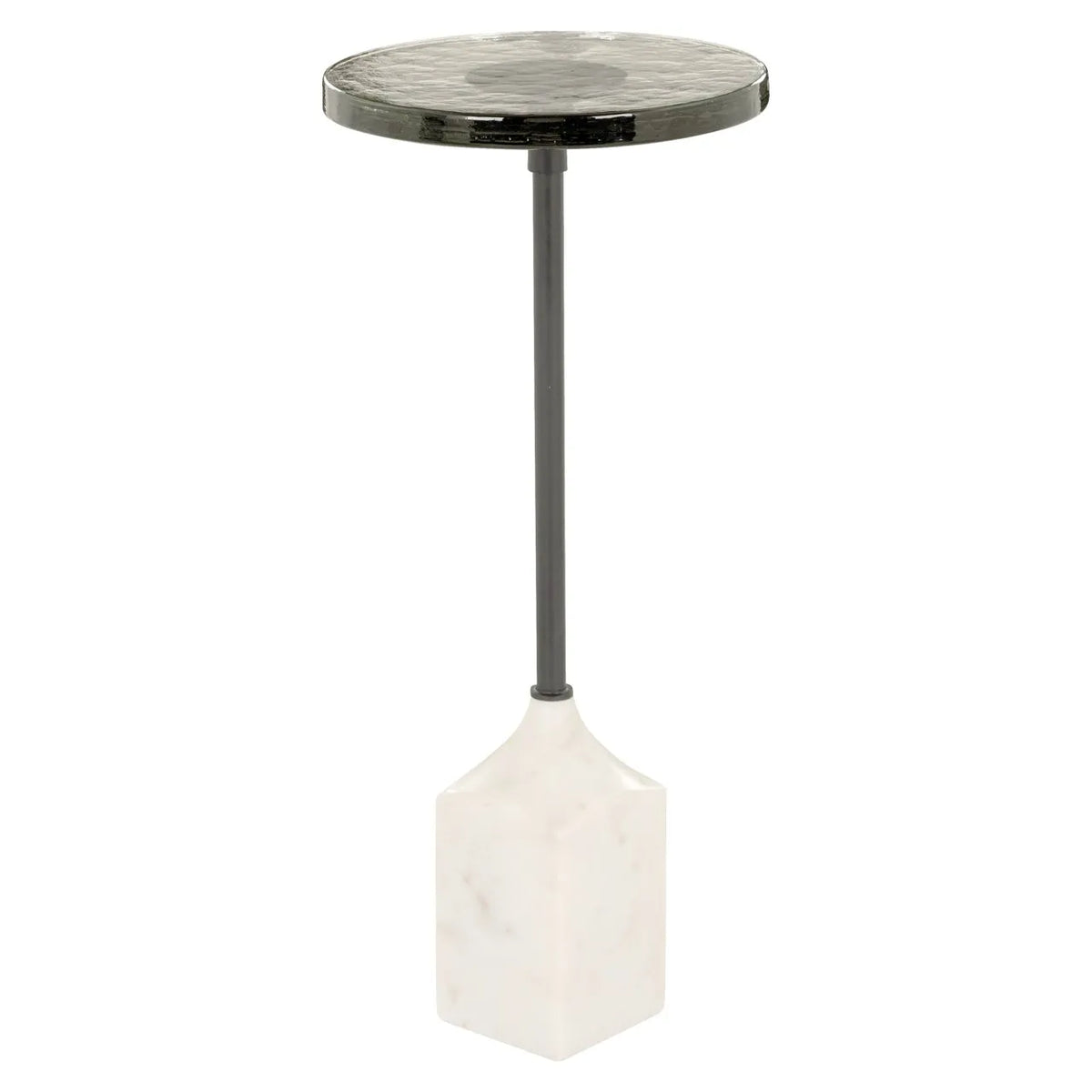 Richmond Interiors Aurora White Marble Side Table With Glass Top