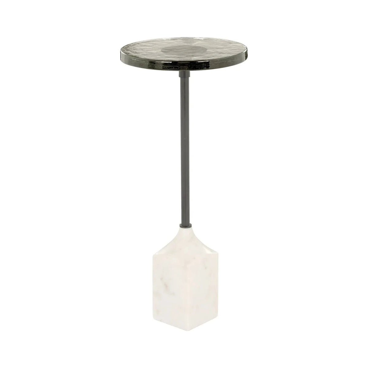 Richmond Interiors Aurora White Marble Side Table With Glass Top