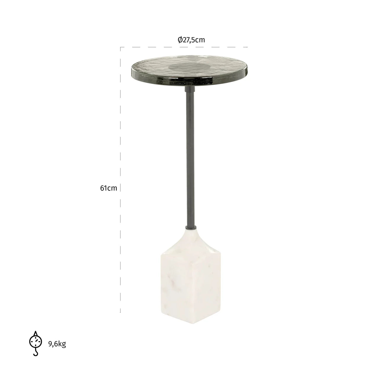 Richmond Interiors Aurora White Marble Side Table With Glass Top