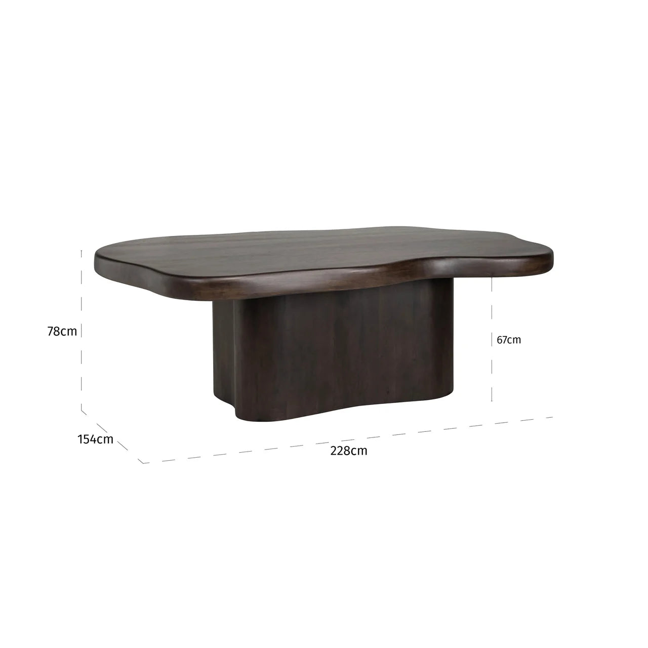 Richmond Interiors Sherman Dark Brown Acacia Wood Organic Abstract Dining Table | 6-8 Seater