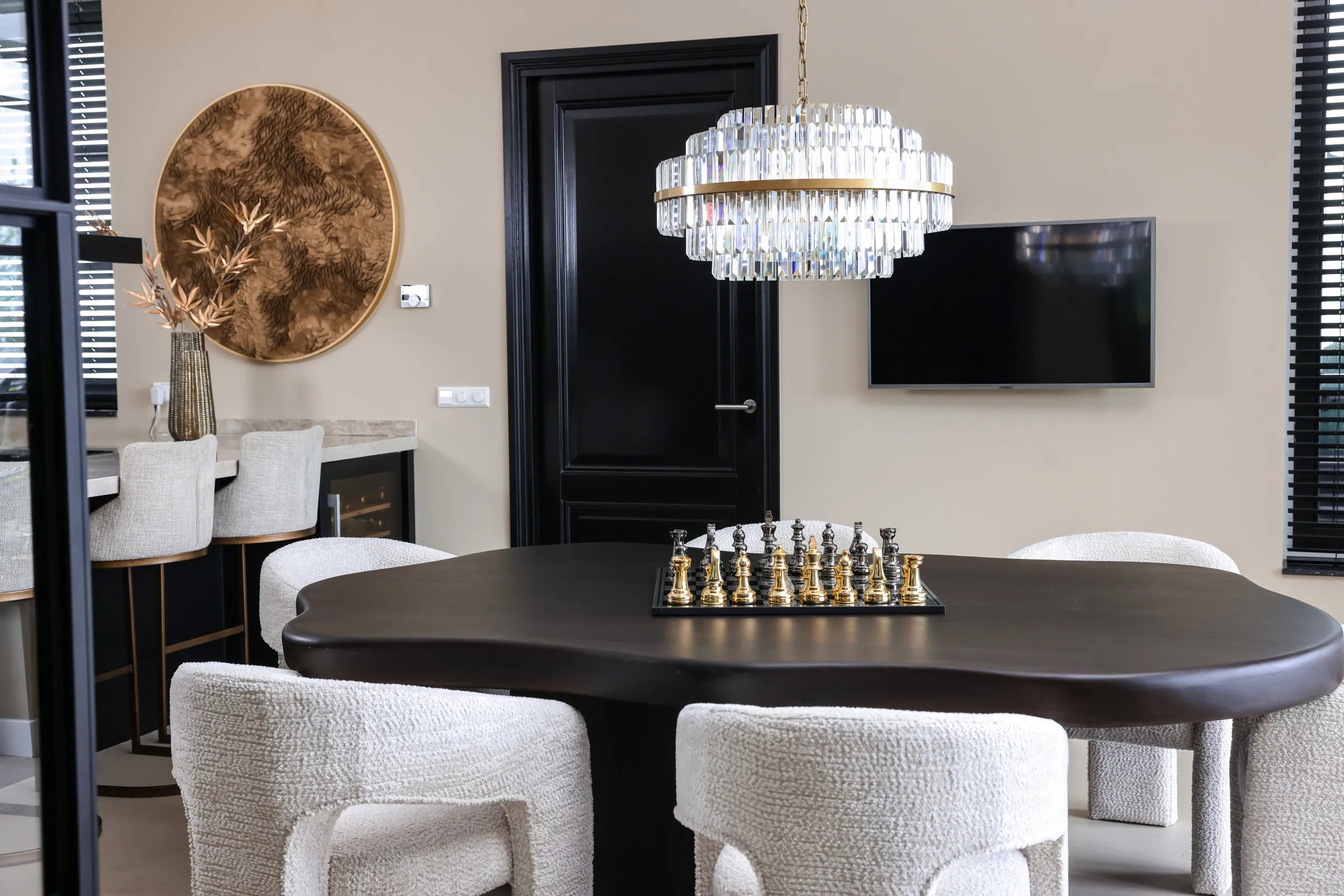 Richmond Interiors Saray Black & Gold Chessboard Set