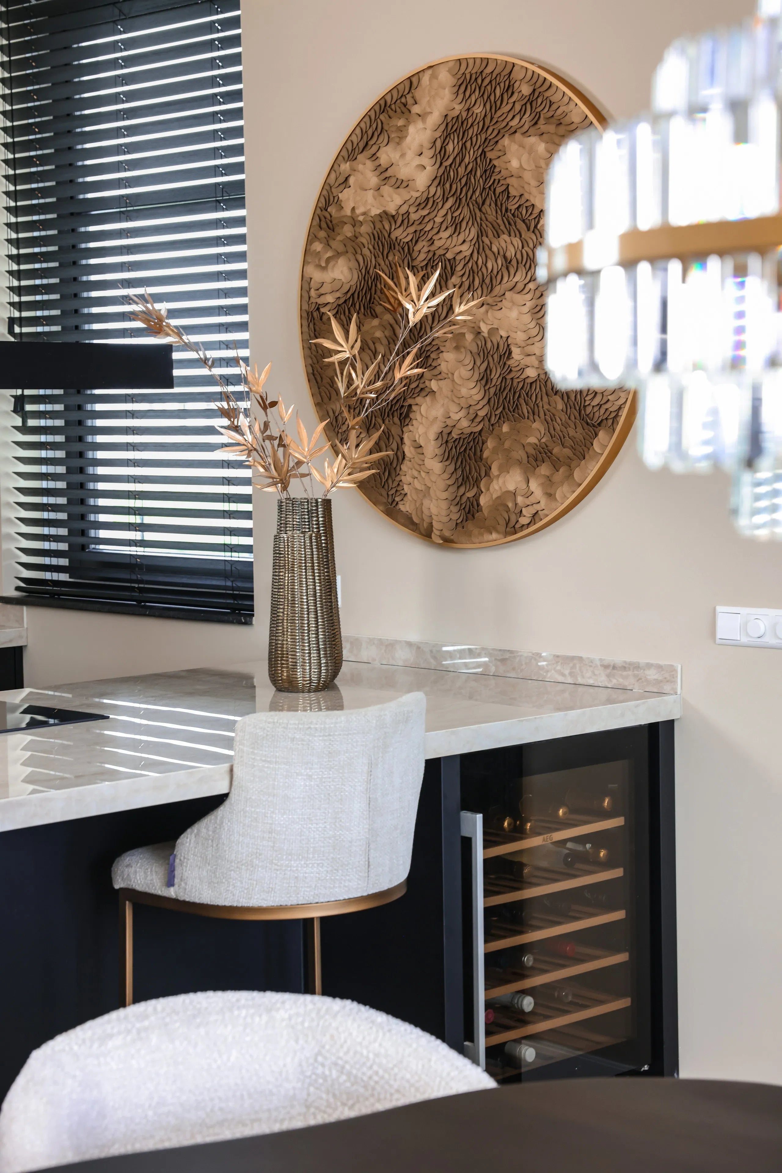 Richmond Interiors Bloom Gold Coin Round Disk Wall Art Large