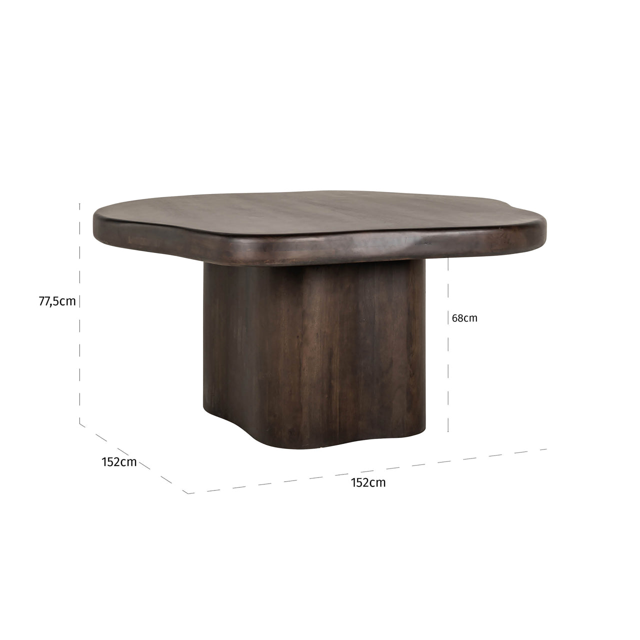 Richmond Interiors Sherman Dark Brown Acacia Wood Organic Abstract Dining Table | 4 Seater