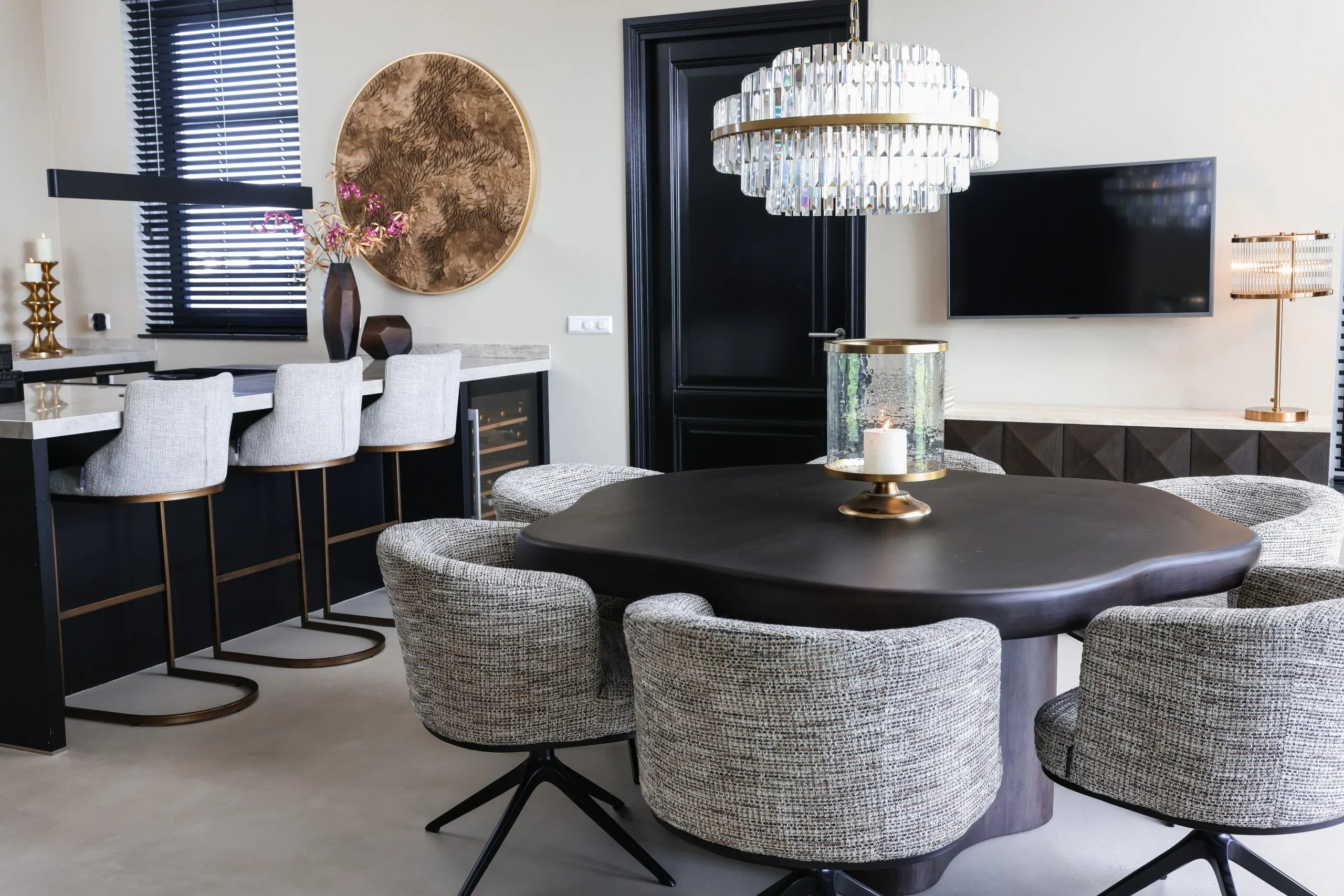 Richmond Interiors Loiza Brushed Gold & Glass Table Lamp
