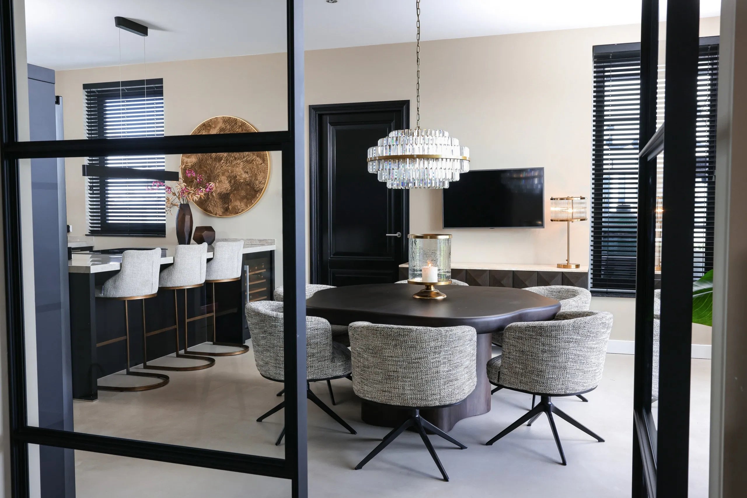 Richmond Interiors Bloom Gold Coin Round Disk Wall Art Large