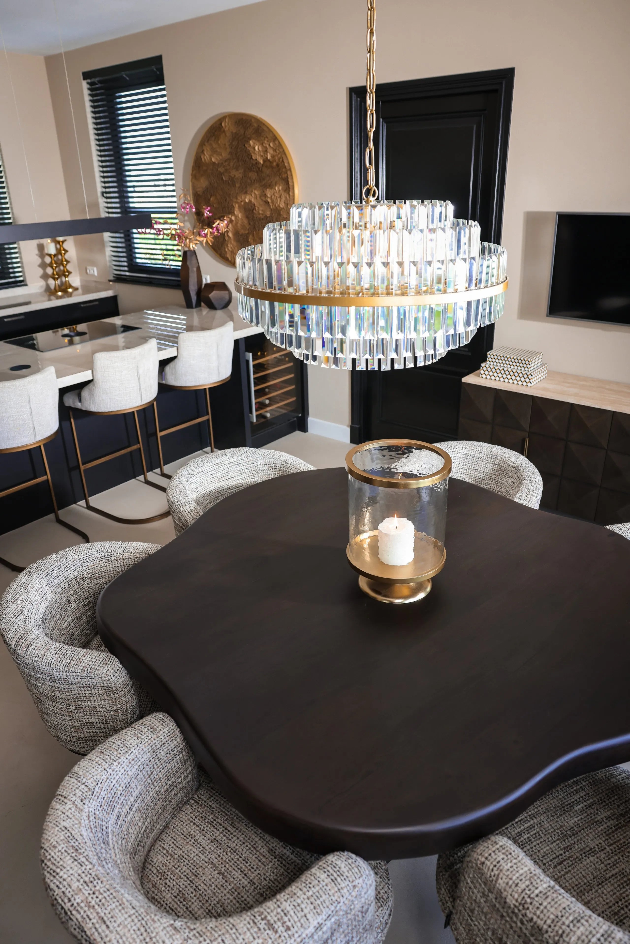 Richmond Interiors Bloom Gold Coin Round Disk Wall Art Large