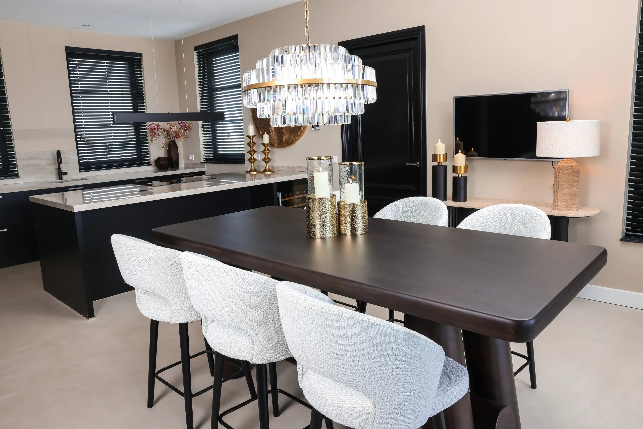 Richmond Interiors Menara Walnut Brown Acacia Wood Counter Table