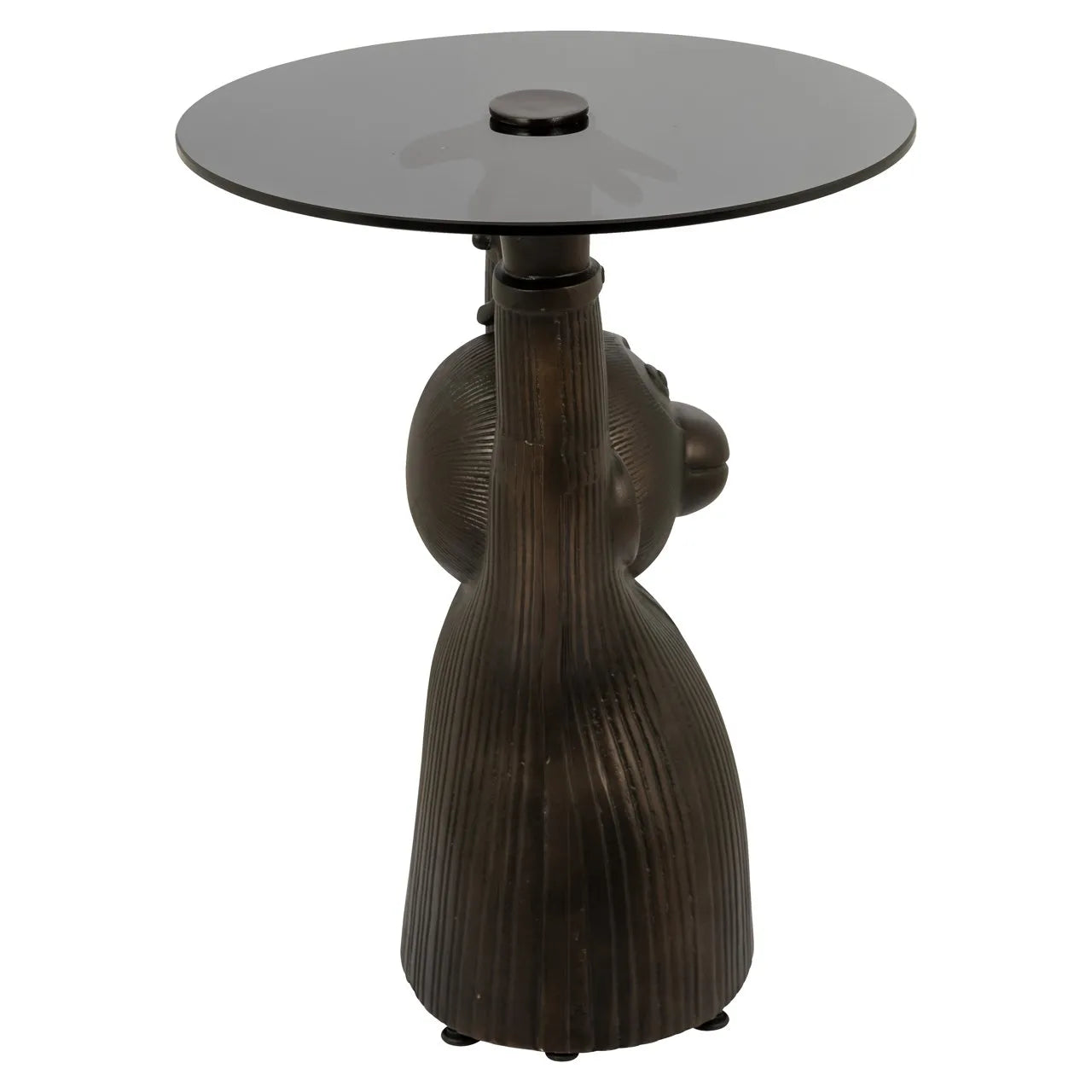 Richmond Interiors Ape Bronze & Smoked Glass Round Side Table