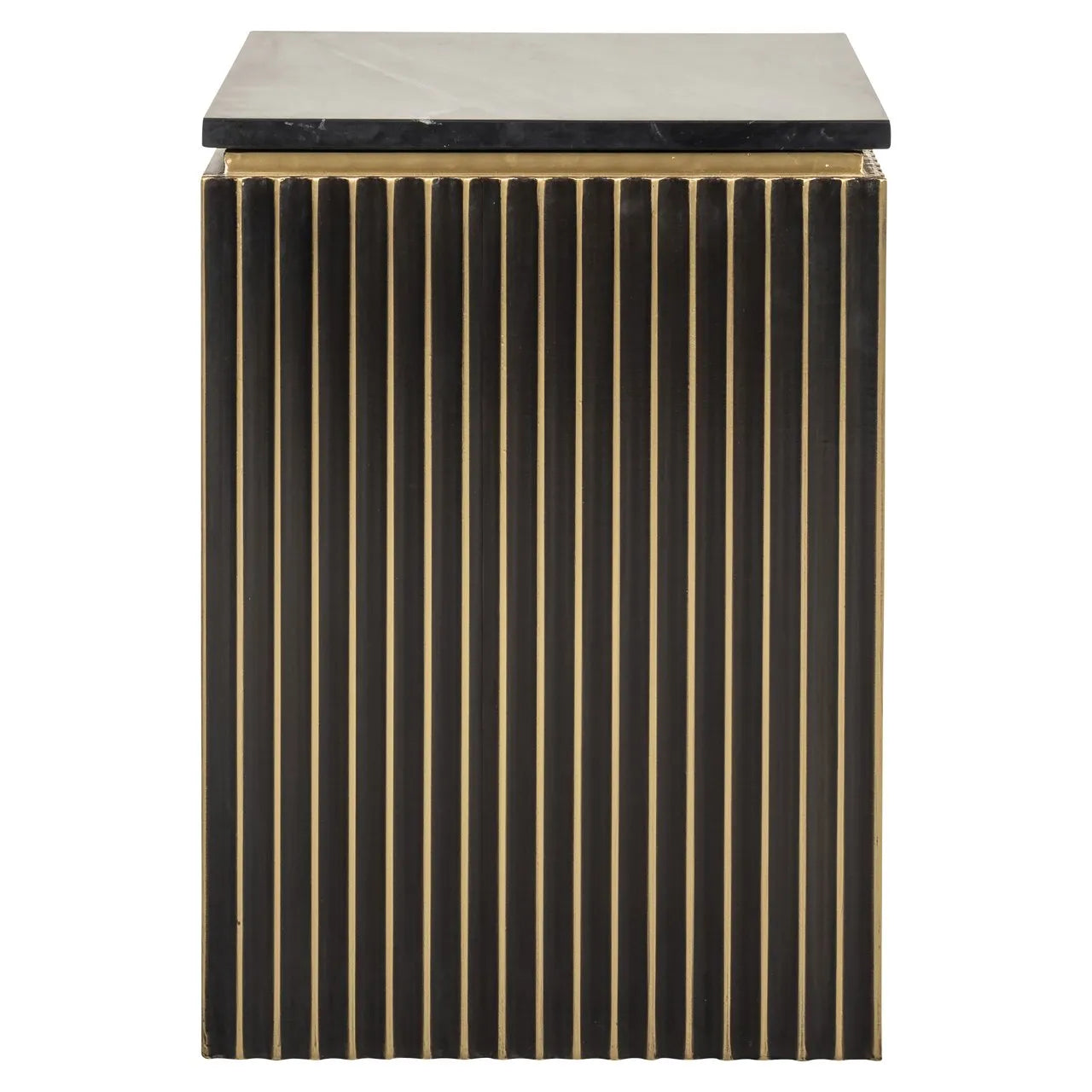 Richmond Interiors Les Arcs Brushed Gold & Black Marble Bedside Table
