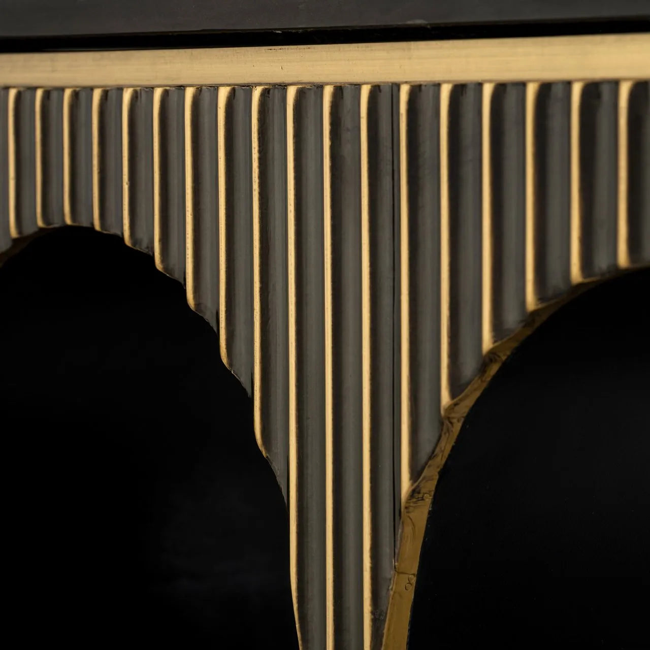 Richmond Interiors Les Arcs Brushed Gold & Black Marble Console Table