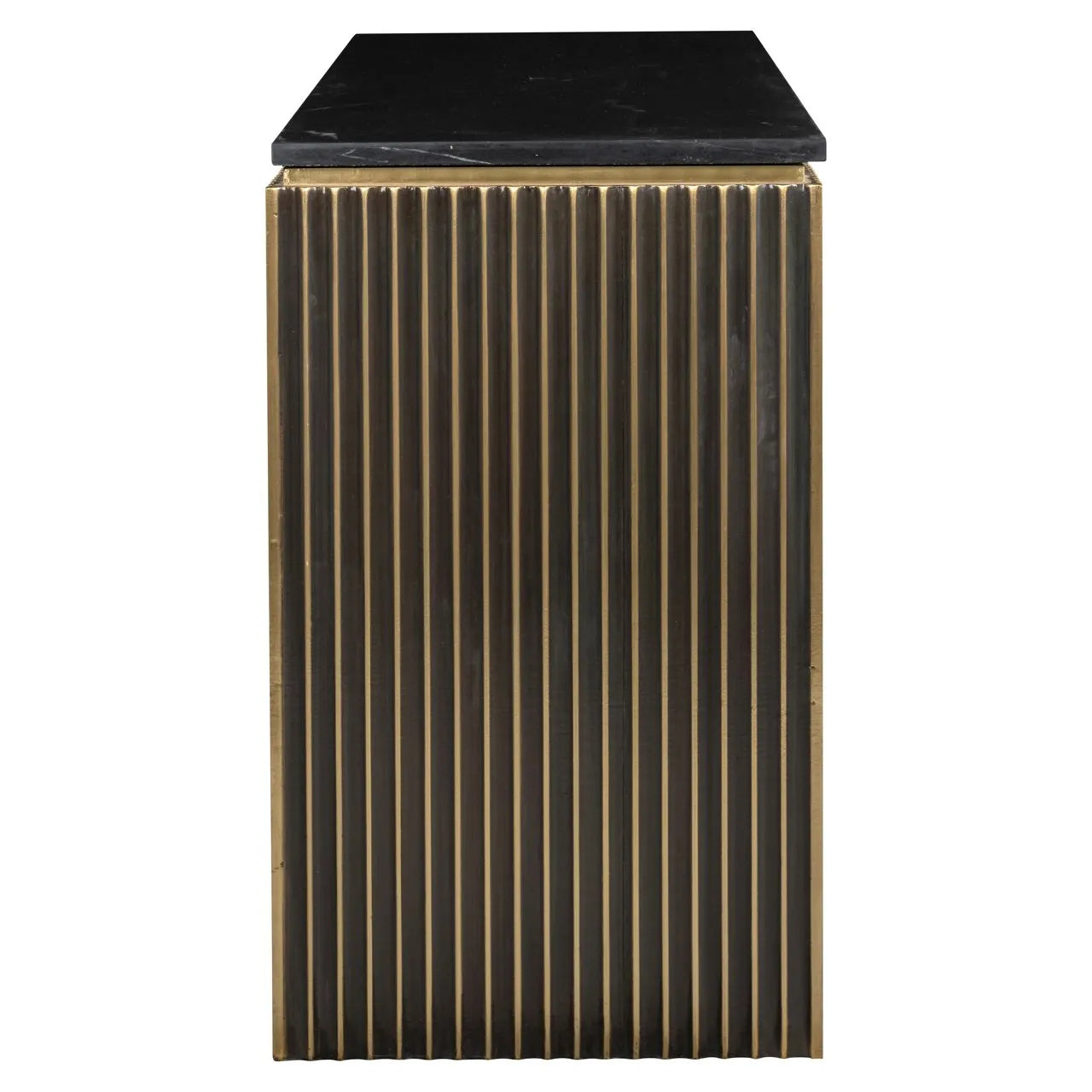 Richmond Interiors Les Arcs Brushed Gold & Black Marble Console Table