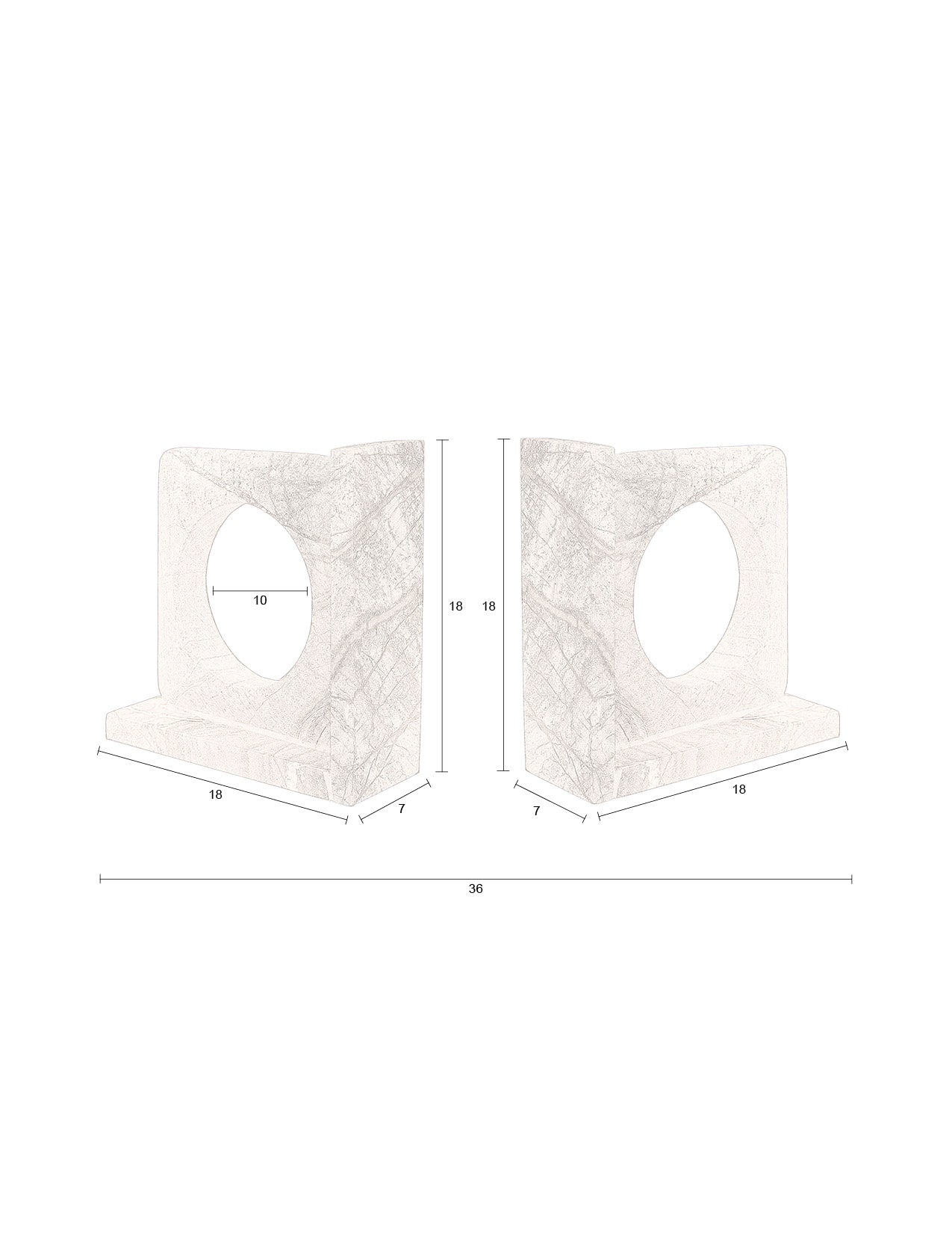 Dutchbone Set of 2 Satpura Brown Marble Book Ends