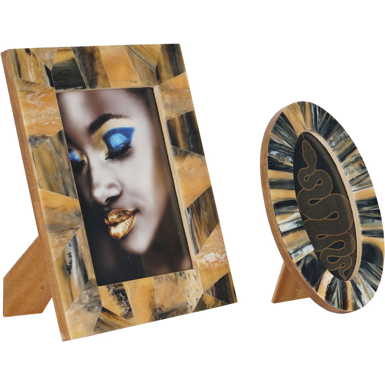 Tortoiseshell Style Oval Photo Frame 8x15cm