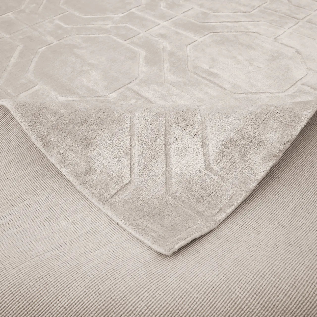 Richmond Interiors Flynn Brushed Silk Ivory Rectangle Rug Large