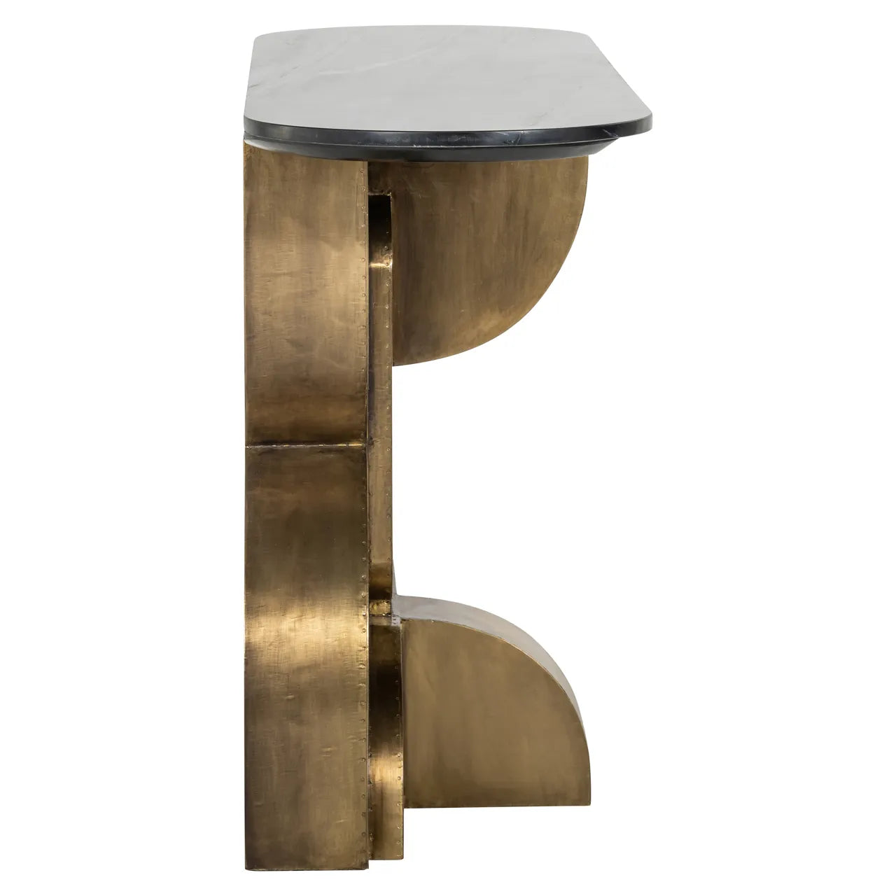 Richmond Interiors Maddox Black Marble & Gold Geometric Console Table