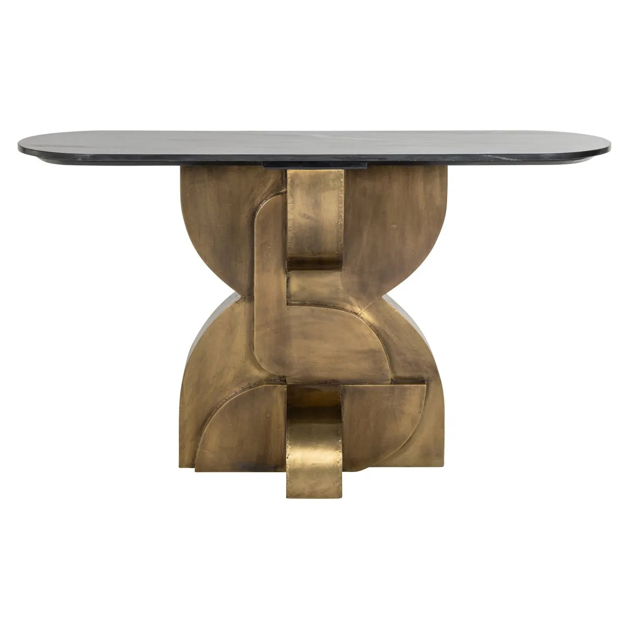 Richmond Interiors Maddox Black Marble & Gold Geometric Console Table