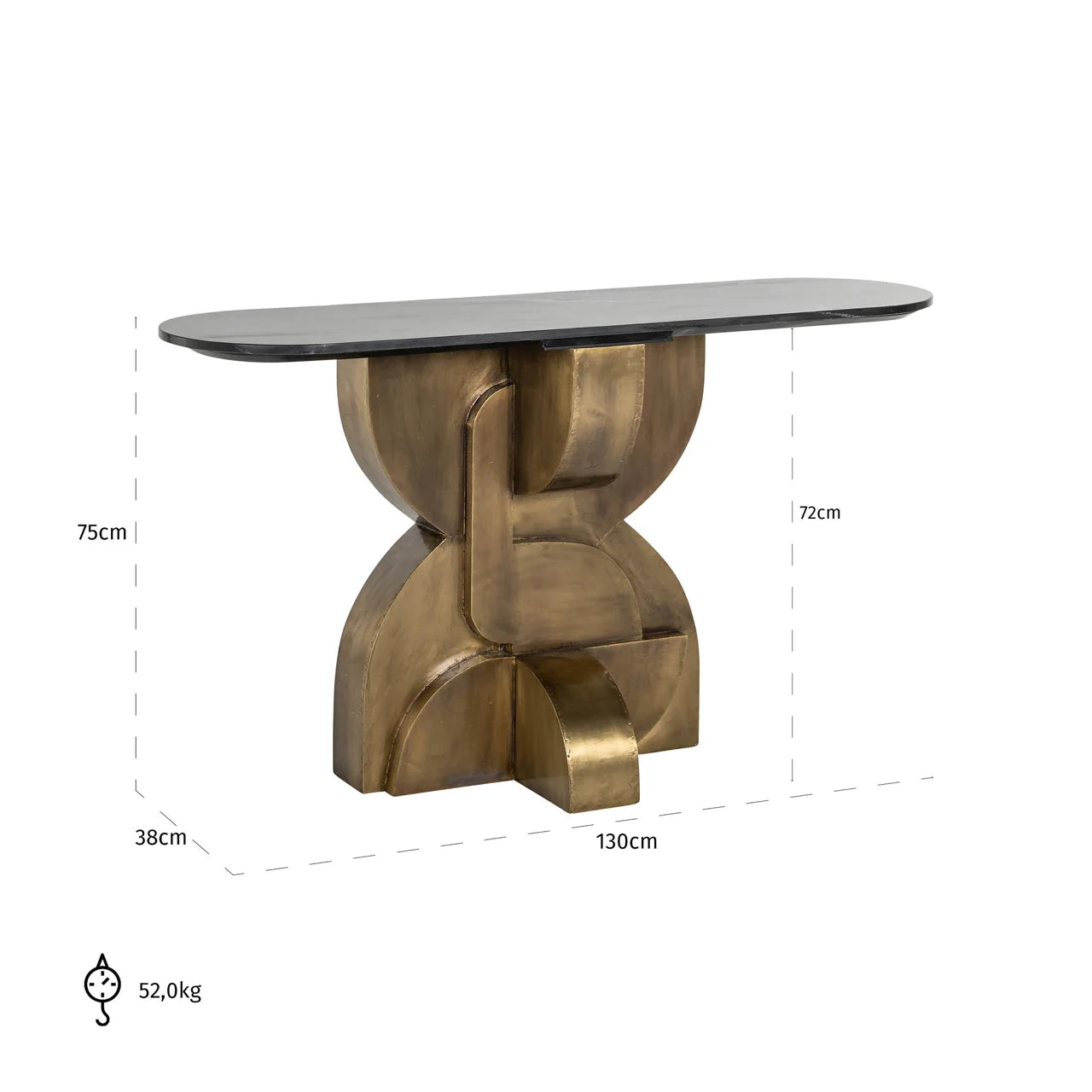 Richmond Interiors Maddox Black Marble & Gold Geometric Console Table