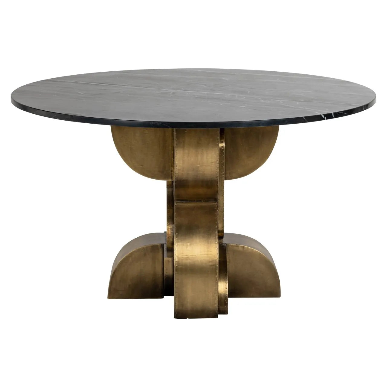 Richmond Interiors Maddox Black Marble & Gold Geometric Round Dining Table | 4 Seater