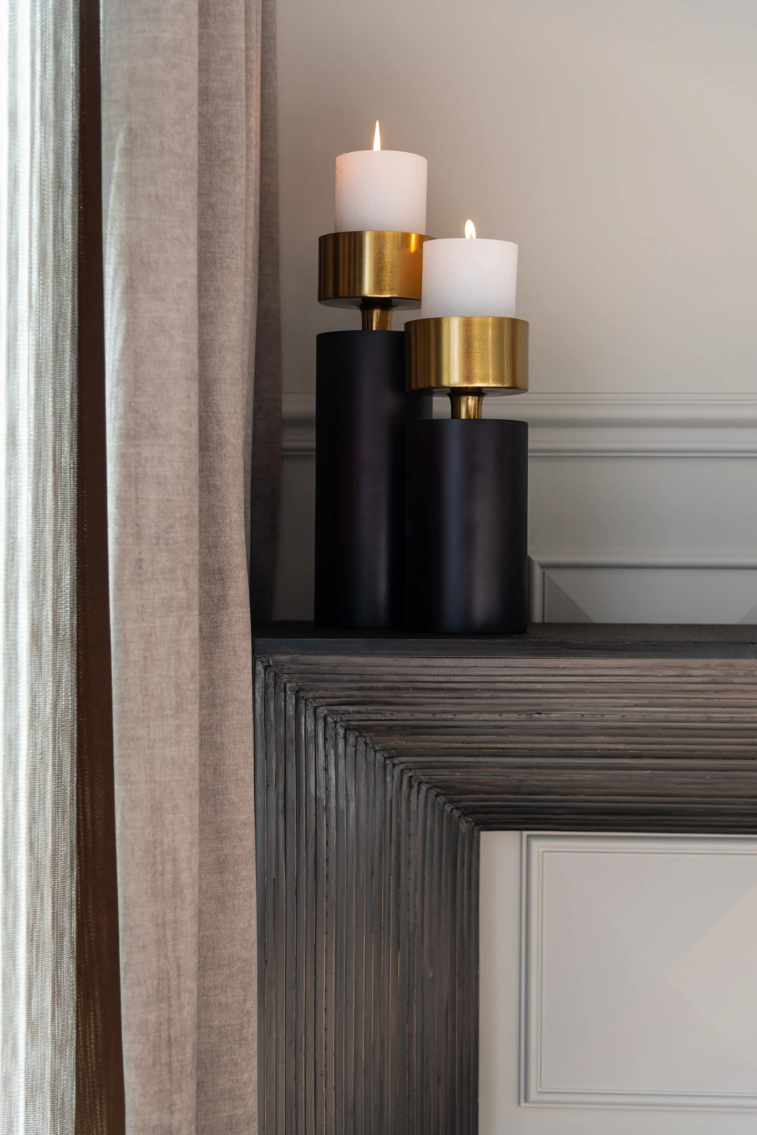 Richmond Interiors Caya Black & Gold Candle Holder Large