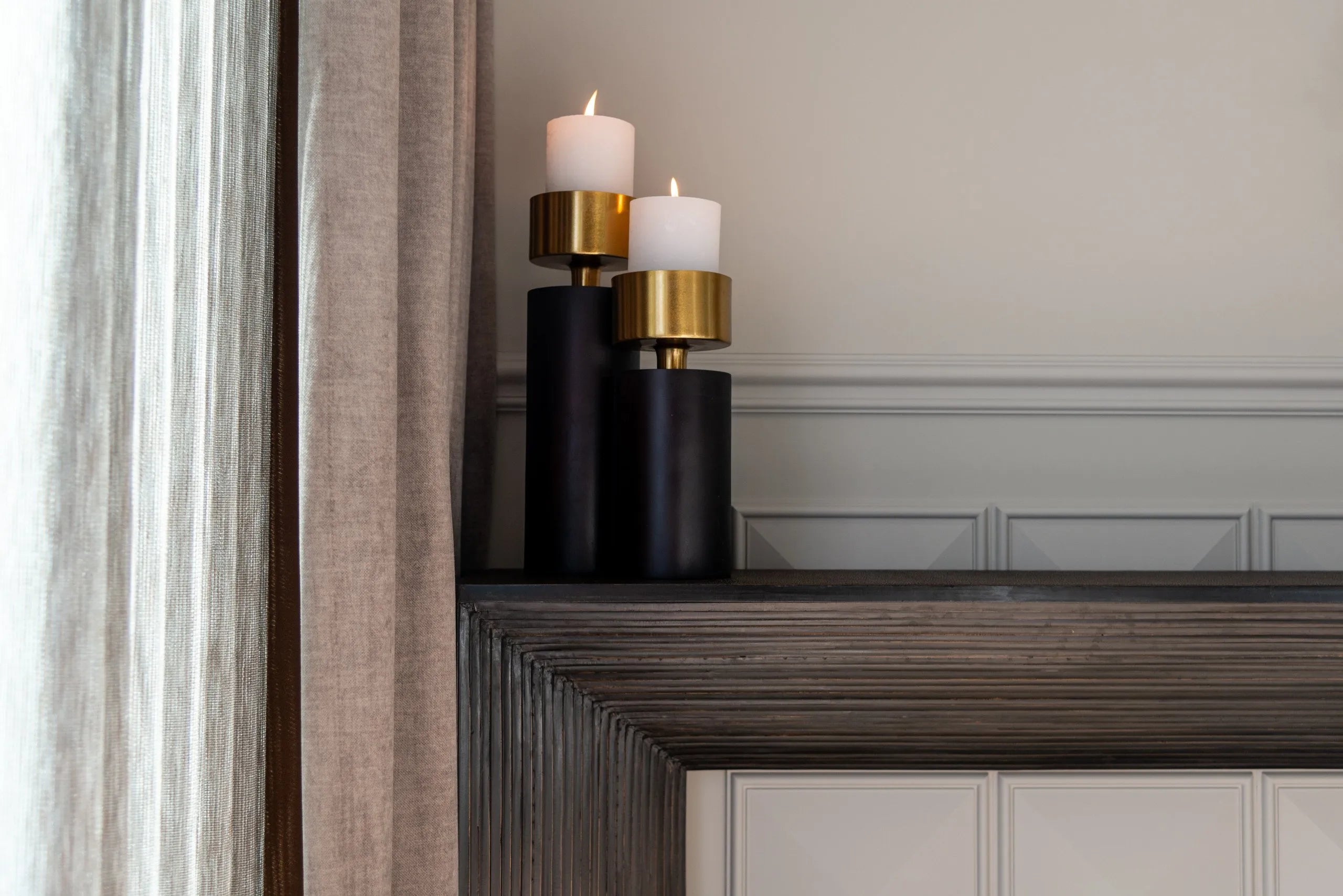 Richmond Interiors Caya Black & Gold Candle Holder Large