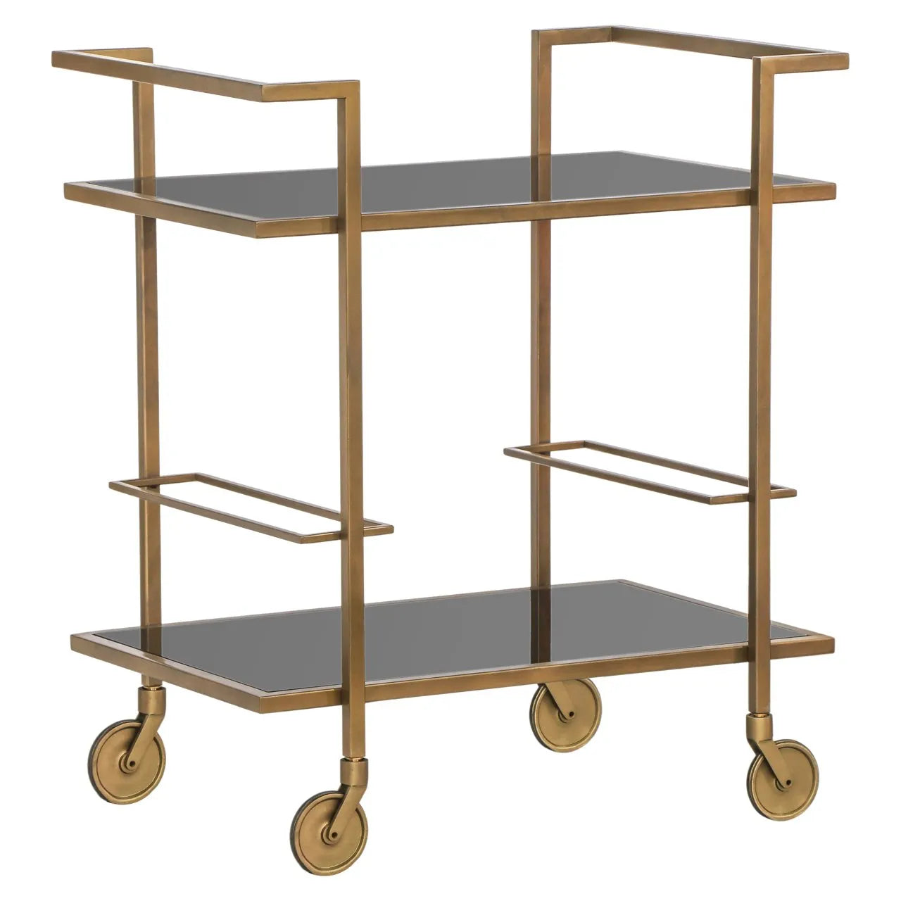 Richmond Interiors Xo Brushed Gold & Smoked Glass Drinks Trolley