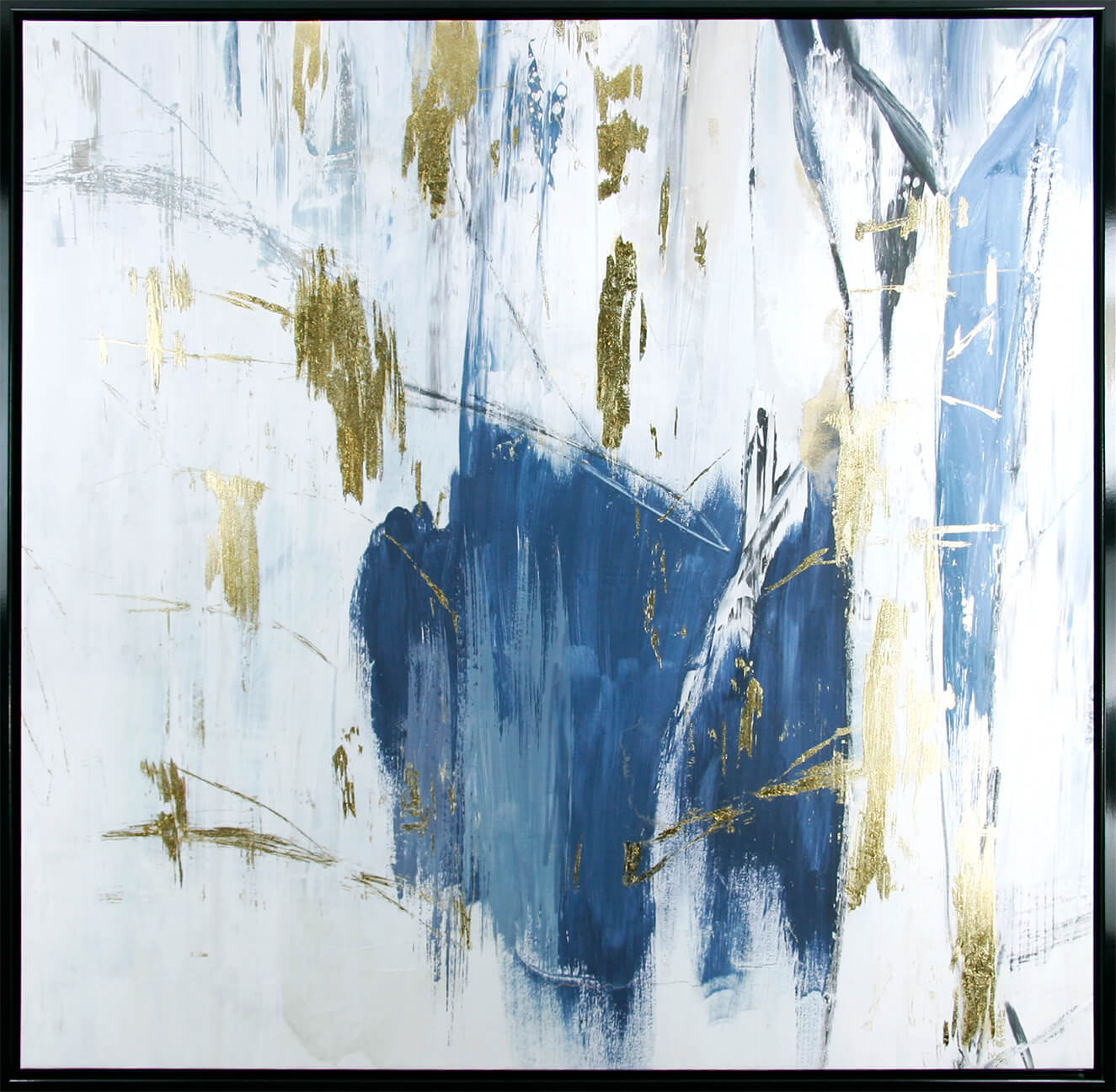 Navy Golden Shine I - Framed Wall Art - 94x94cm