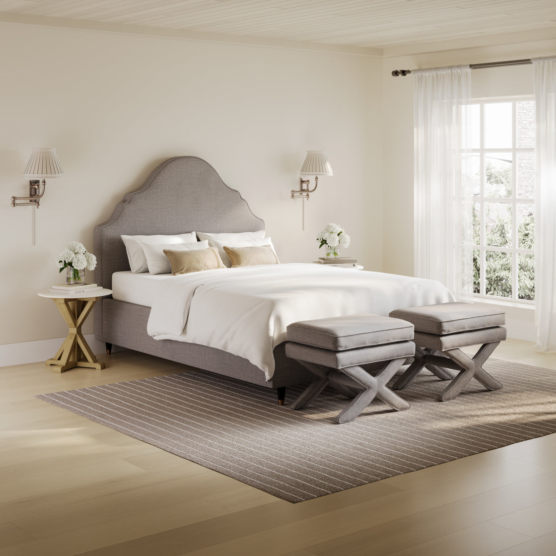 Quince Light Grey King Size Bed