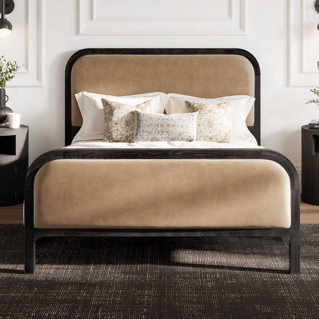 Ines Mole Brown Velvet King Size Bed