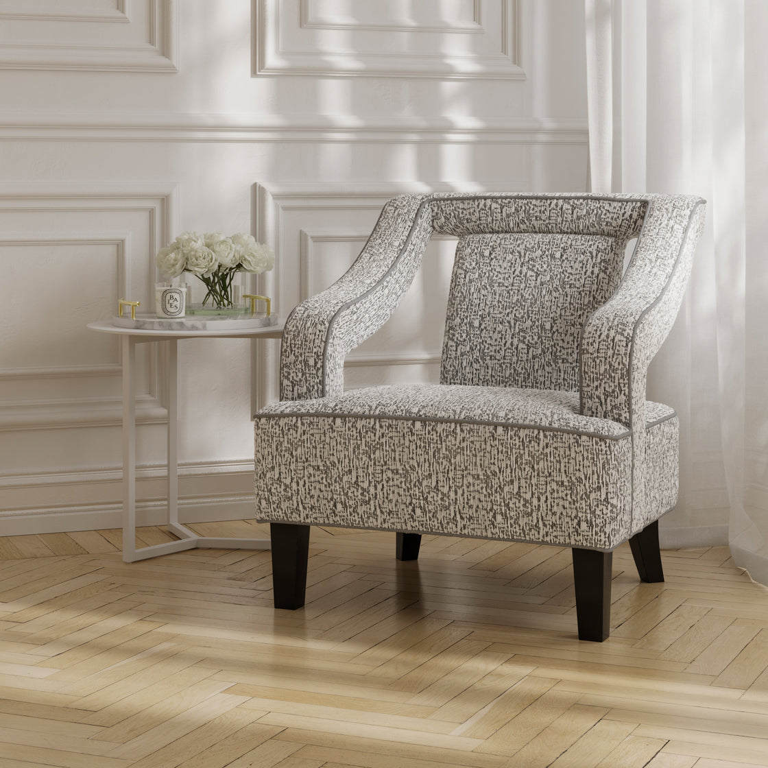 Sofia Elephant Grey Chenille Chair