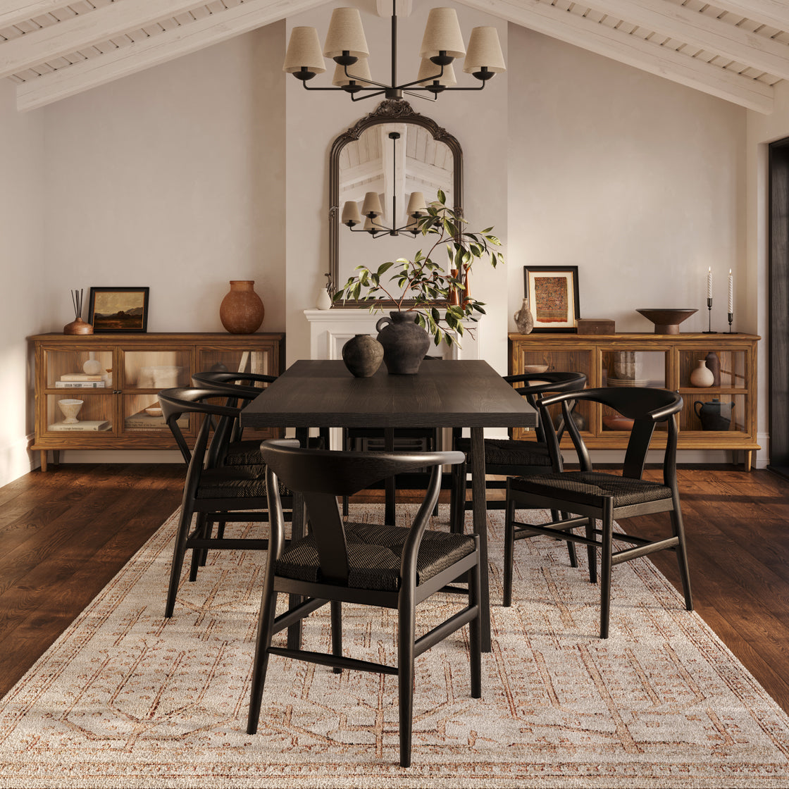 Set of 2 Aries Black Wood Curved Dining Chairs