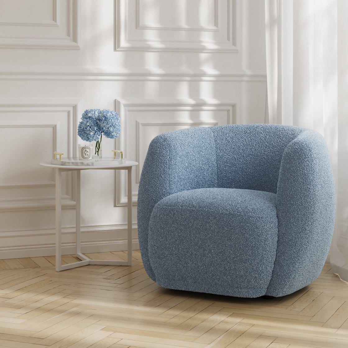 Clay Bluebell Sherpa Boucle Chair