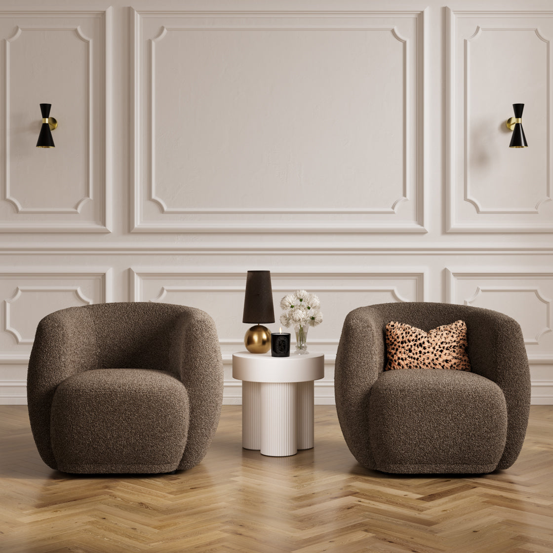 Clay Syrup Brown Sherpa Boucle Chair