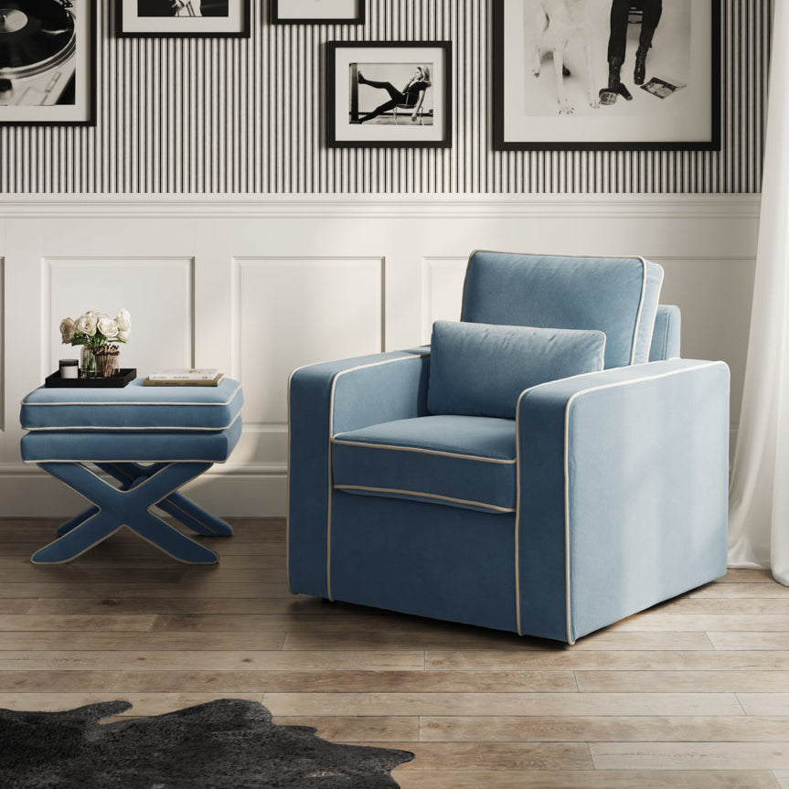 Diego Ice Blue Velvet Armchair