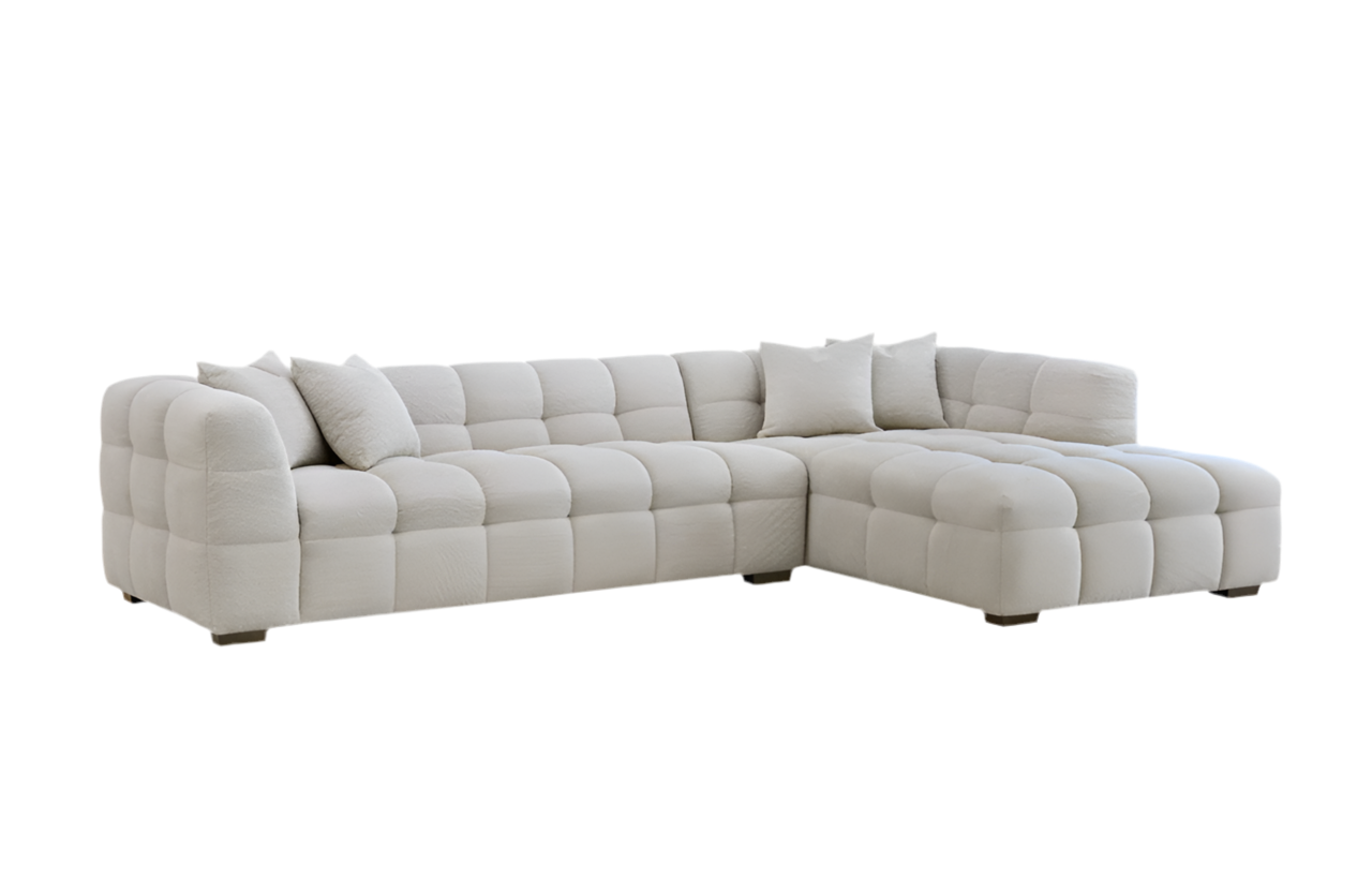 Aluxo Daito Oatmeal Beige Boucle Bubble Right Hand Corner Sofa | 5 Seater