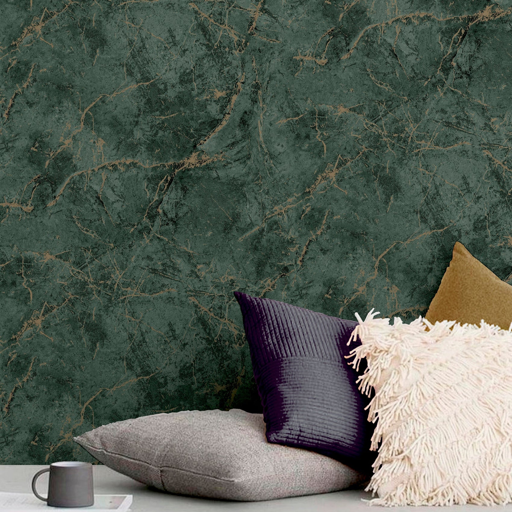 Grandeco Textured Vibes Thasoss Emerald Green Wallpaper Roll 10m x 53cm