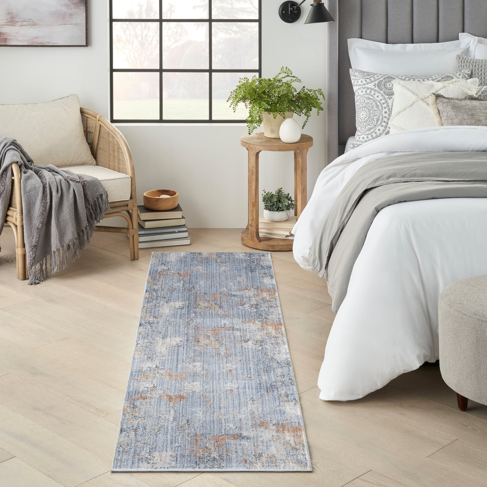 Nourison Abstract Hues ABH01 Grey/Blue Runner Rug | Large