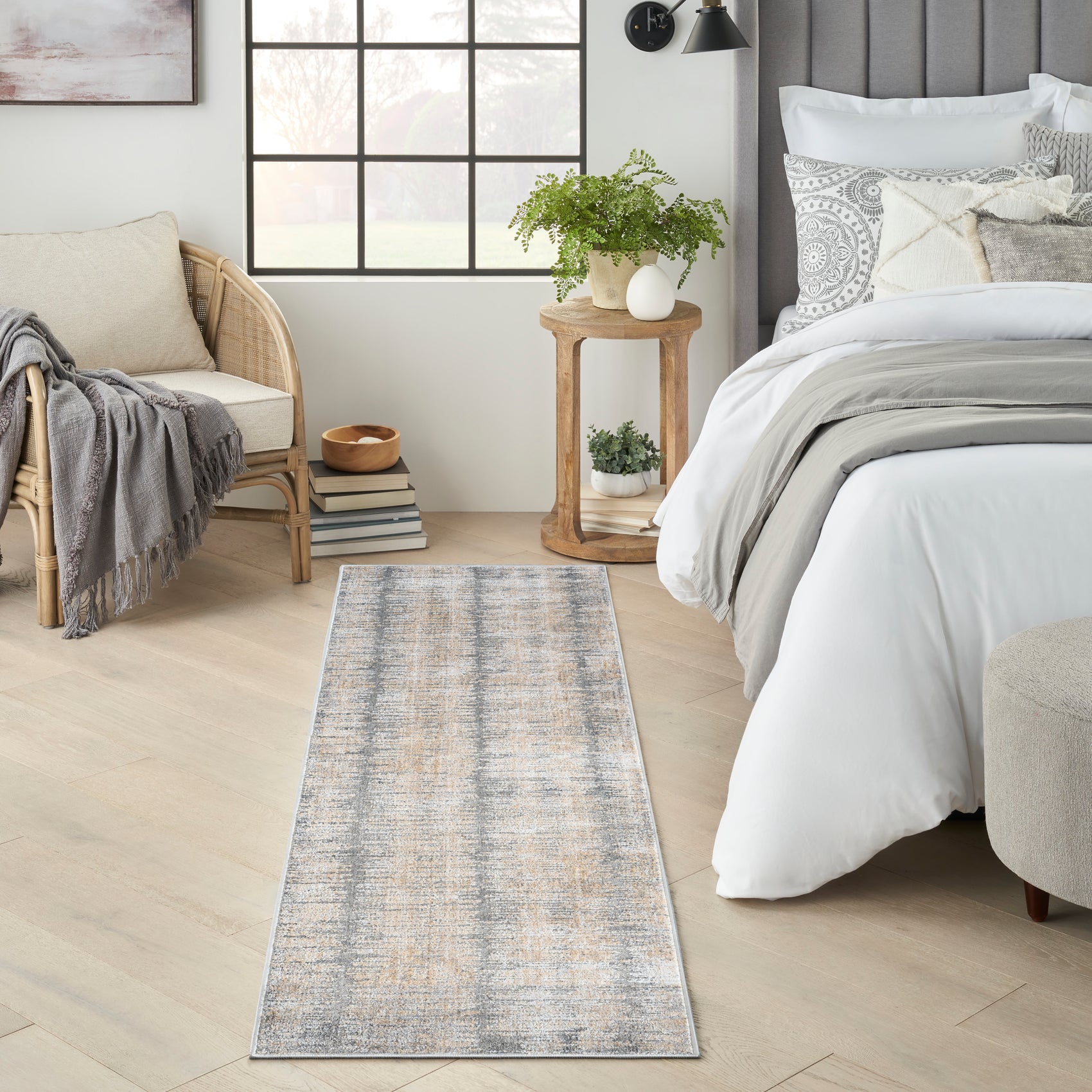 Nourison Abstract Hues ABH03 Grey/Gold Runner Rug | Large