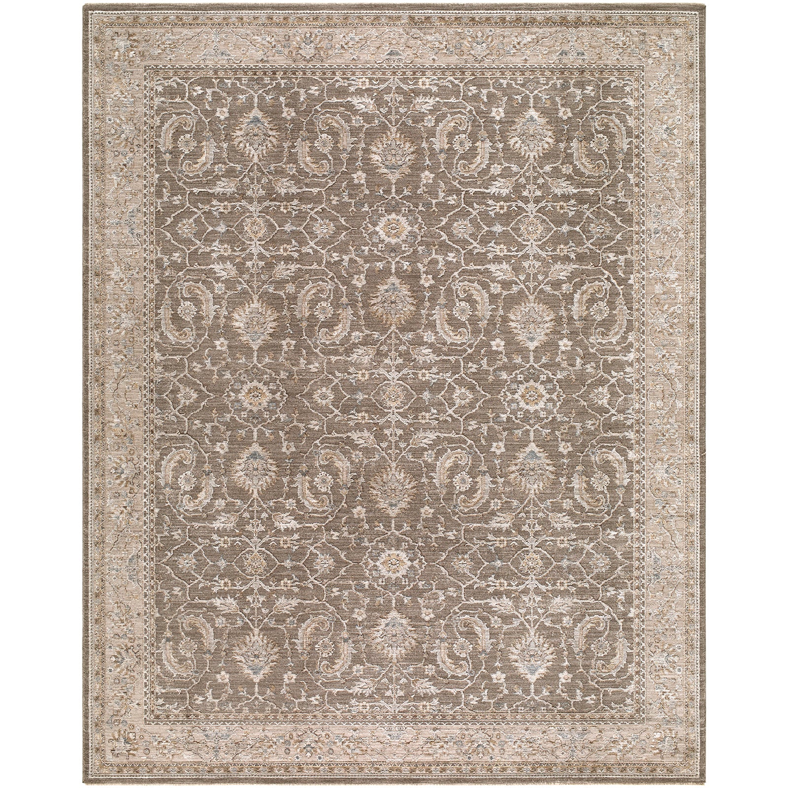 Arda Vintage Traditional Brown & Light Grey Polyester Rug 152x225cm - product image