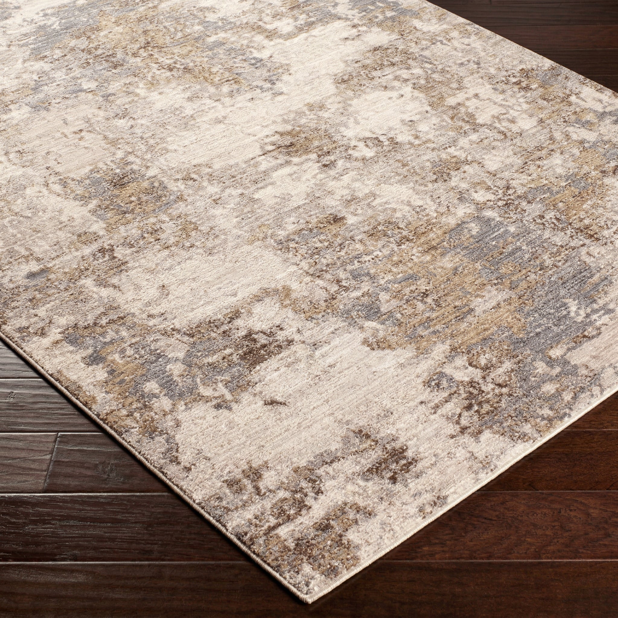 Arda Abstract Modern Marble Grey & Medium Grey Polyester Rug 152x225cm - corner detail