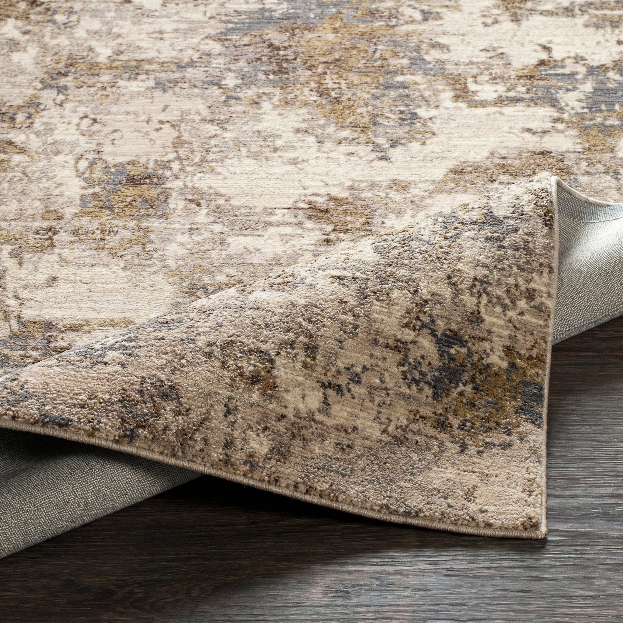 Arda Abstract Modern Marble Grey & Medium Grey Polyester Rug 152x225cm - folded detail