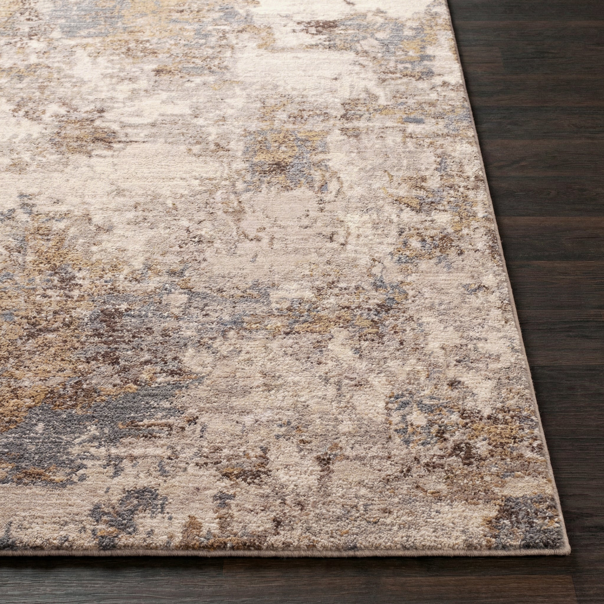 Arda Abstract Modern Marble Grey & Medium Grey Polyester Rug 152x225cm - front view