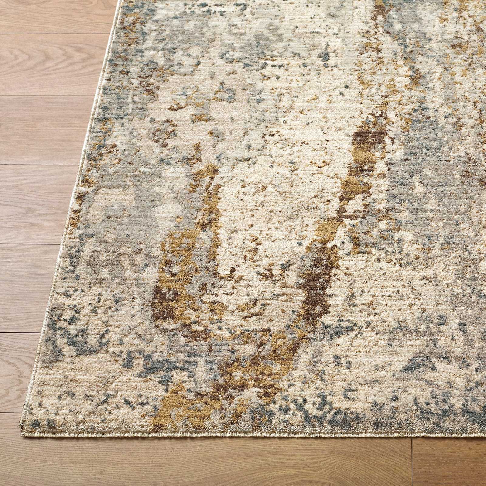 Arda Abstract Modern Marble Taupe & Medium Grey Polyester Rug 152x225cm - front view