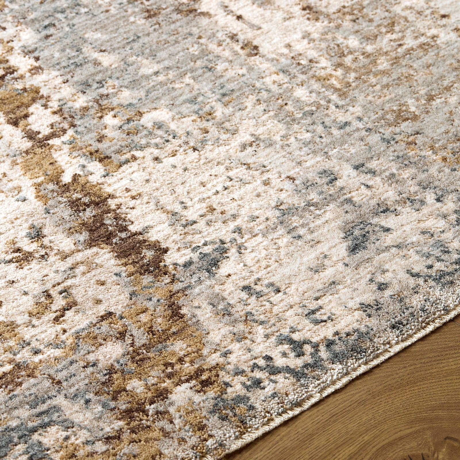 Arda Abstract Modern Marble Taupe & Medium Grey Polyester Rug 152x225cm - texture detail