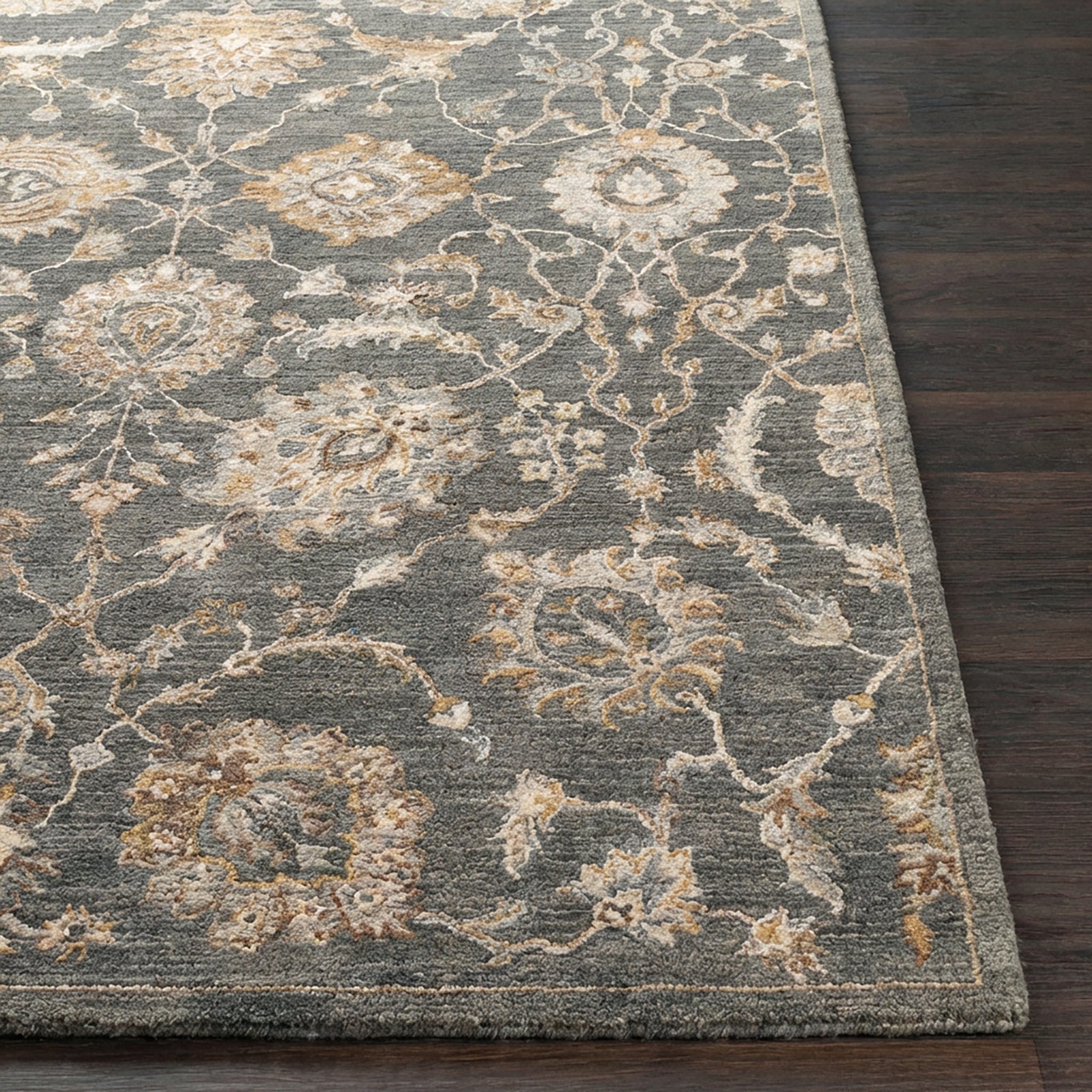 Arda Vintage Traditional Blue & Deep Teal & Dark Green Polyester Rug 200x290cm - front view