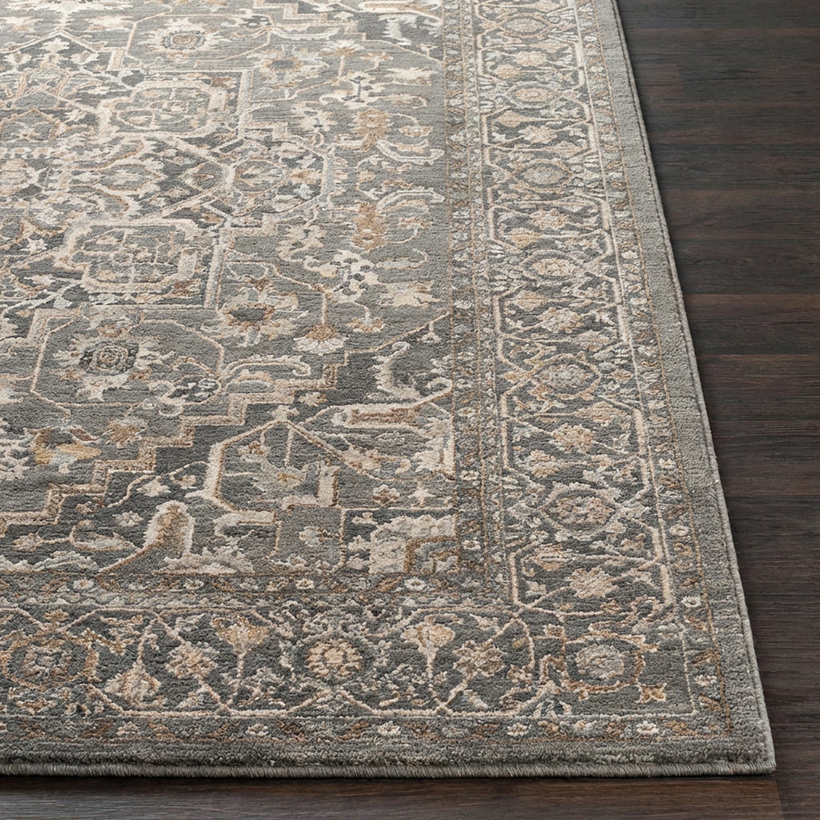 Arda Vintage Traditional Blue & Deep Teal & Dark Green Polyester Rug 152x225cm - front view