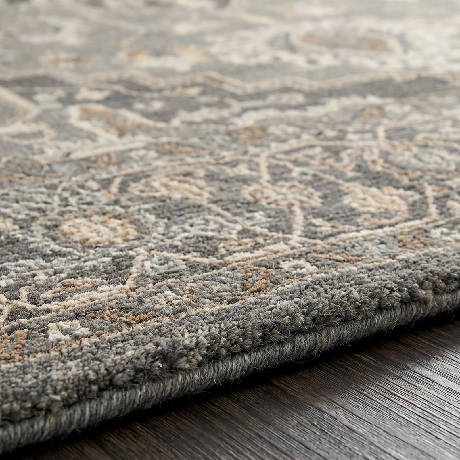 Arda Vintage Traditional Blue & Deep Teal & Dark Green Polyester Rug 152x225cm - texture detail