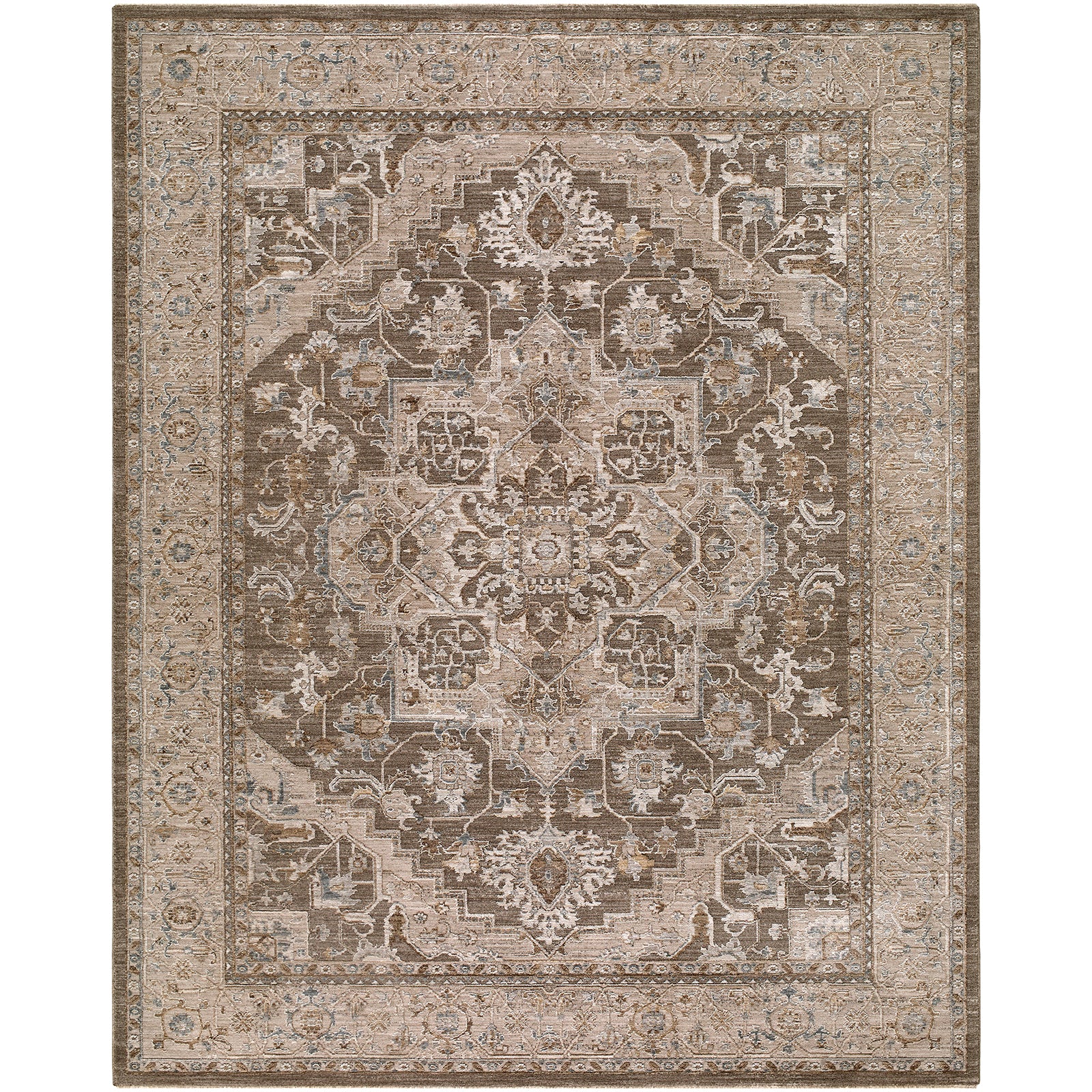 Arda Vintage Traditional Brown & Medium Grey & Charcoal Polyester Rug 200x290cm - product image