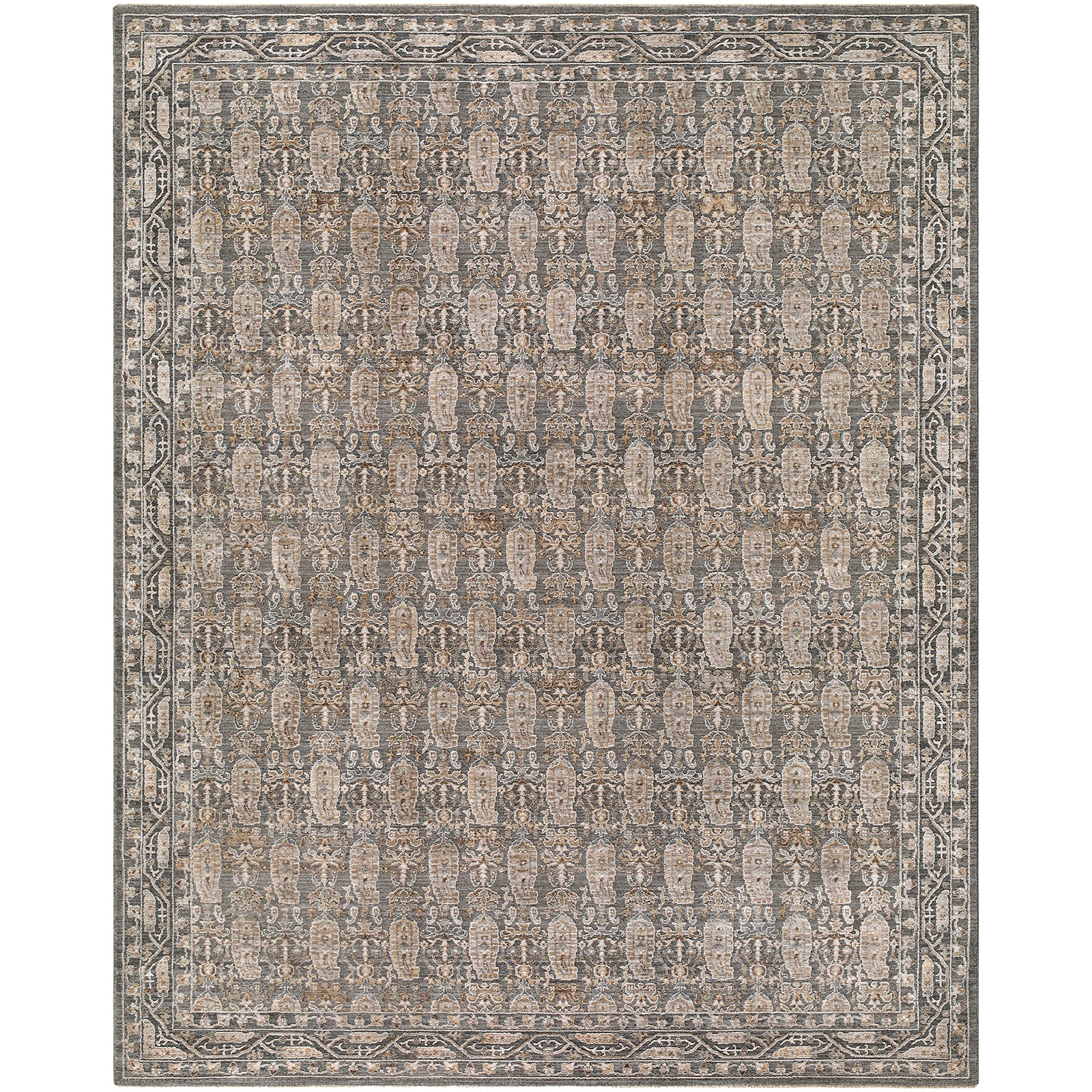 Arda Vintage Traditional Green & Dark Green & Medium Grey Polyester Rug 152x225cm - product image