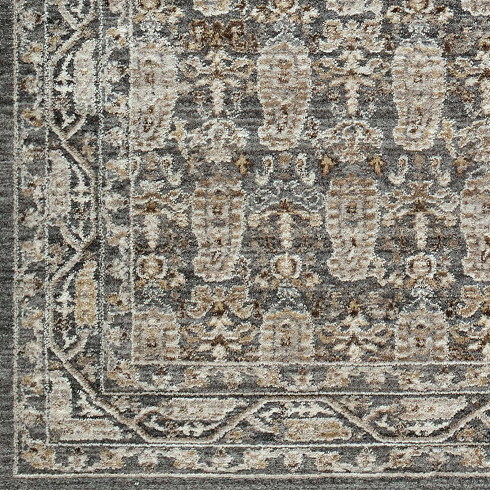 Arda Vintage Traditional Green & Dark Green & Medium Grey Polyester Rug 200x290cm - colour swatch