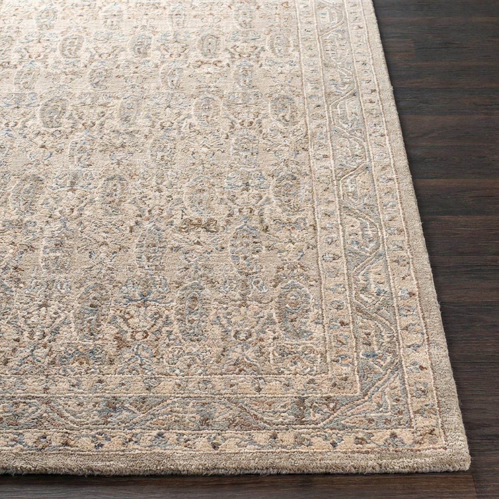 Arda Vintage Traditional Grey & Medium Grey Polyester Rug 200x290cm - front view
